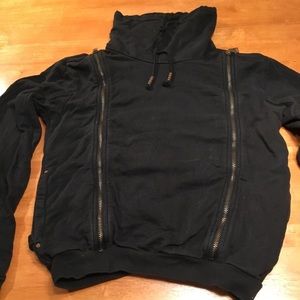 Zara Men’s Black Double Zipper Sweatshirt-Size M